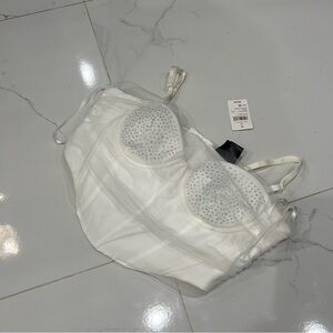 New Windsor white embellished crystal bustier size M